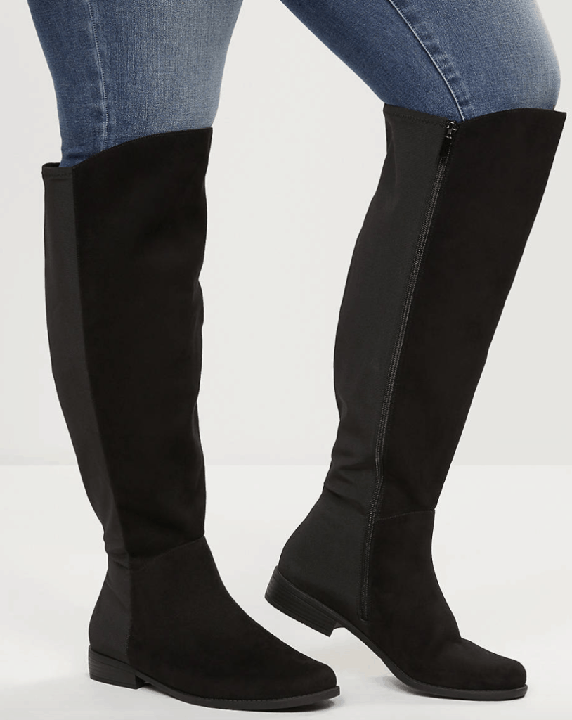 wide calf black thigh high boots