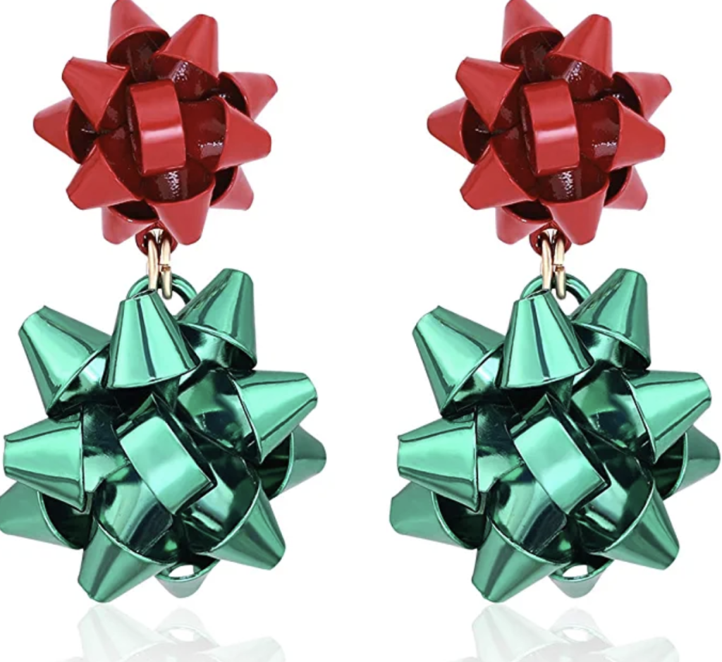 Christmas Earrings - Red and Green Bows