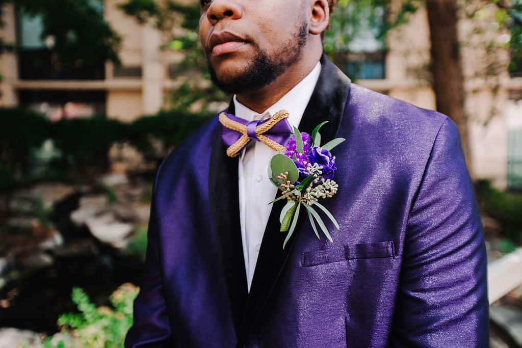 Purple Groom Boutonniere